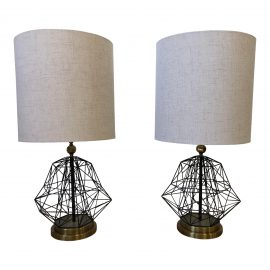 Geometric Base Table Lamps - a Pair