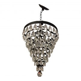 3-Light Antique Bronze Crystal Chandelier