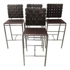 Carina Leather + Chrome Counter Stools - Set of Four