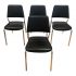 Scandinavian Black Leather + Chrome Stackable Chairs - Set