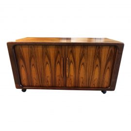 Dyrlund Danish Rosewood Tamboured Door Media Cabinet