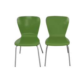 Crate & Barrel Felia Green Stackable Chairs- A Pair