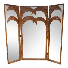 Vintage Bamboo Mirrored Screen + Room Divider
