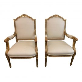Vintage Gilt Framed Accent Chairs, a Pair