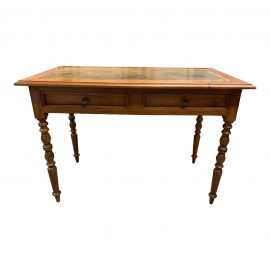 Vintage Leather Top Pine Desk + Drawers