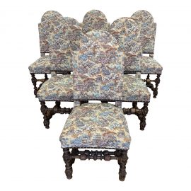 Vintage Mission Style Chinoiserie Dining Chairs- Set of 6