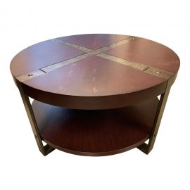 Riverside Furniture Round Wood + Metal Wrapped Coffee Table
