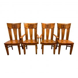 Indonesian Wood Chairs, Set of Four
