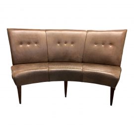 Hickory White Curved Leather Banquette
