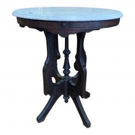 Victorian Style Marble + Mahogany Side Table