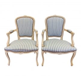 French Country Arm Chairs With Pierre Deux Upholstery, a Pair