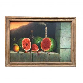 Original Artwork Watermelon Oil on Canvas In Gold Frame