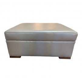 Pearson Custom Taupe Leather Ottoman
