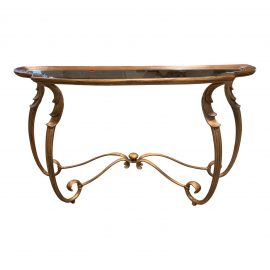 Tradtional Style Gold Finish Metal + Glass Console Table