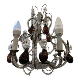 1930s Petite Vintage Beaded Chandelier + Murano Drops