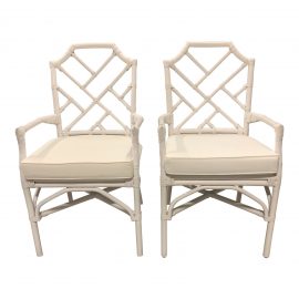NEW New Pacific Direct Kara Rattan White Arm Chairs. Original Price: $750