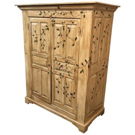 Hand Painted, Painted Pine Wood Armoire