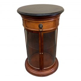 Bombay Company Travertine + Glass Wood Column Cabinet