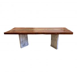 Custom Rustic Style Double Pedestal Wood Table
