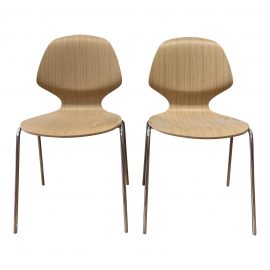 BoConcept Florence Stackable Chairs in Chrome + Oak - a Pair