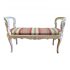 French Provincial Wood + Stripe Upholstery Bench
