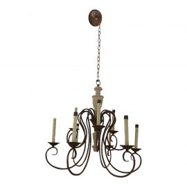 Nine Light Country Style Wood + Metal Chandelier