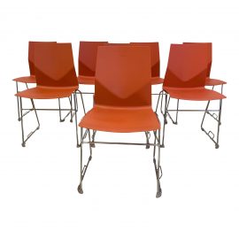 Hightower Stackable Orange Four Cast Chairs - Set of Eight. Original Price: $3,200