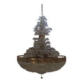 34 Lights Large Scale Brass + Crystal Chandelier