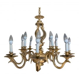 Italian Sixteen Light Ornate Brass Chandelier