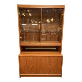 Danish Teak Two-Piece Lighted Hutch