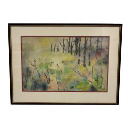 Mid-20th Century Framed Japanese Watercolor Landscape