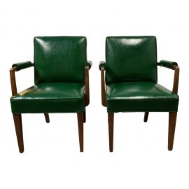 Vintage Kelly Green + Nailhead Armchairs - a Pair