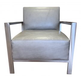 McCreary Modern Steel + Leather Lounge Arm Chair