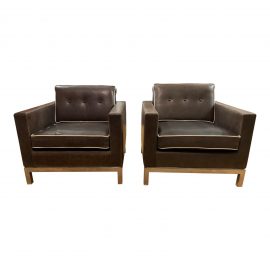 Contemporary Pair of Leather Arm Chairs. Original Price: $10,000