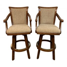 Frontgate Swivel + Upholstered Arm Barstools - a Pair. Original Price: $800