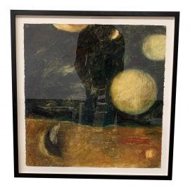 Framed Original Artwork "Many Moons" Paint on Paper by Pia Stern. Original Price: $1,400