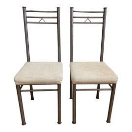 Custom Metal Chairs With Upholstered Seats - a Pair