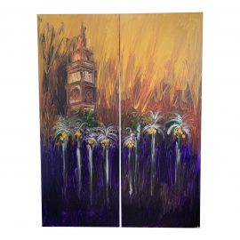 Warren Knapp Original Oil Painting Diptych of San Francisco Embarcadero