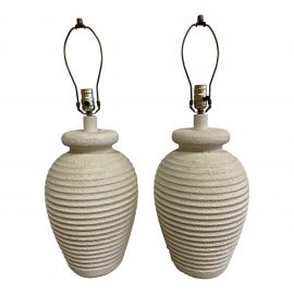 Post Mod Plaster White Table Lamps - a Pair