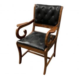 Empire Style Wood + Leather Arm Chair