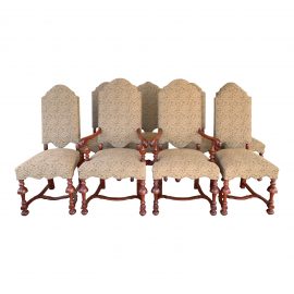 Jacobean Upholstered Chairs - Set of Eight