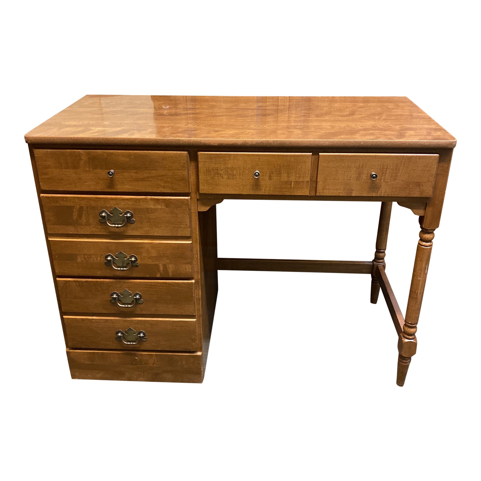 ETHAN ALLEN 　ヴィンテージデスク＆アームチェアセット　木製 Ethan Allen Traditional Wood + Brass Desk - Design Plus Gallery