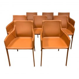 NEW Modani Terzo Edgy Orange Arm Chairs- Set of Eight. Original Price: $3,200