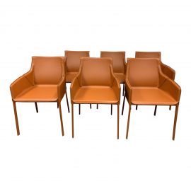 NEW Modani Terzo Edgy Orange Arm Chairs- Set of Six. Original Price: $2,400
