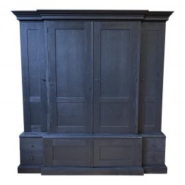 Custom Designed Two-Piece Black Oak Armoire
