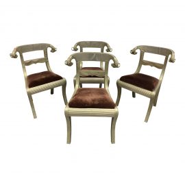 Early 20th Century Rams Heads Anglo-Saxon Chairs - Set of 4. Original Price: $4,800