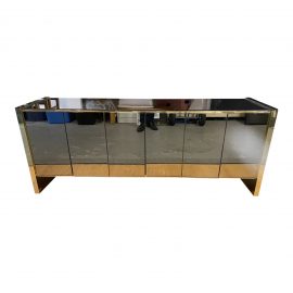 1970s Vintage Ellos Furniture Tinted Mirrored 6-Door Sideboard. Original Price: $4,200
