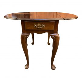 Queen Anne Style Dropleaf + Drawer Side Table