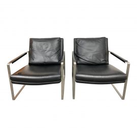 Camerich Leman Lounge Leather Arm Chairs- a Pair. Original Price: $4,820