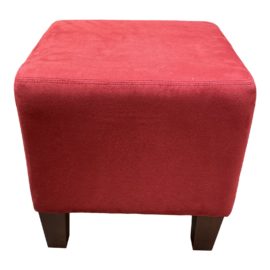 American Upholstery Red Suede Cube Ottoman